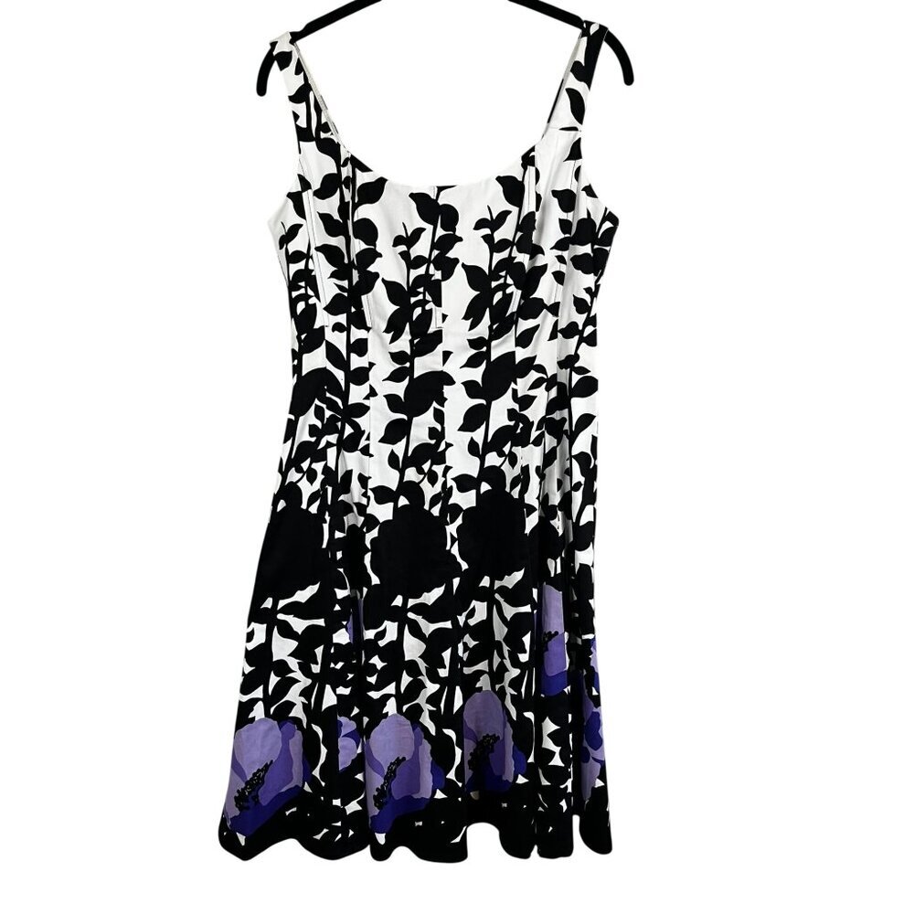 Nine West Floral Tank Dress White 8 Boho Indie Folk Preppy Chic Y2K Work Summer
